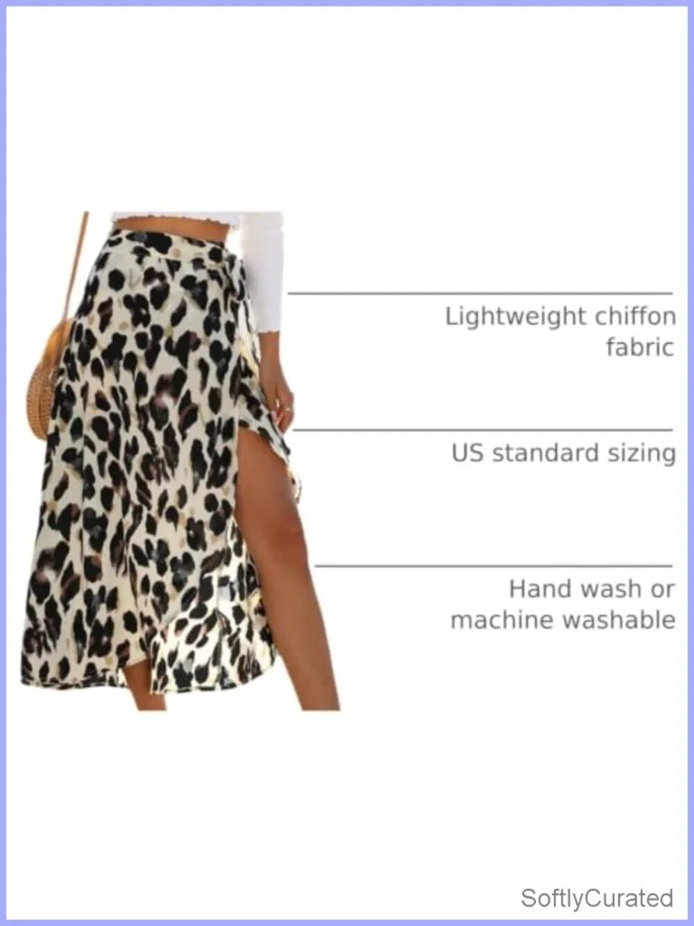 Boho Leopard High Low Wrap Midi Skirt with Slit Beach Cover Up